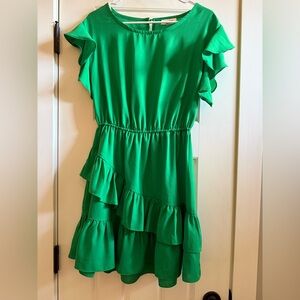 Umgee Bright Green Ruffle Casual Dress